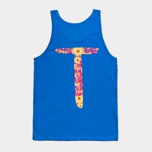 Letter T flowers alphabet colorful T Tank Top